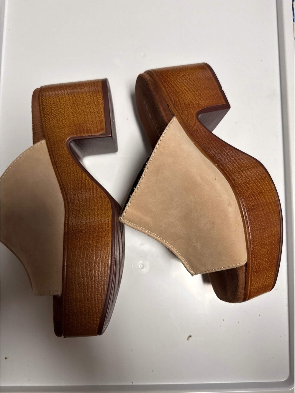 House of Harlow 1960 Griffin Ivory Leather Platform Mules Size 7.5 - Picture 6 of 7